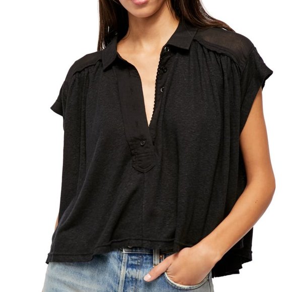 Free People Tops - Free People "Low Down" Short Sleeve Henley Top NWT X-Small
